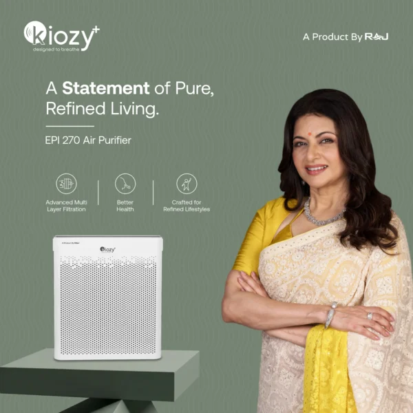 Kiozy EPI 270 Air Purifier for Home | H13 HEPA | 300 m³/h CADR | Slim Design